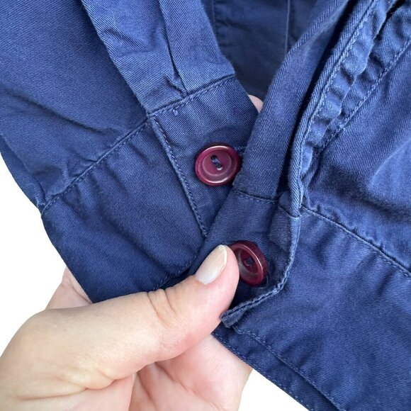 Vintage Womens Navy Blue Long Sleeve Hidden Buttons Lace Crochet Detail Shirt - Picture 4 of 8